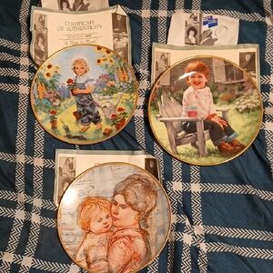 Knowles Mixed Media Art Plates - Blue, Green, Red Accents